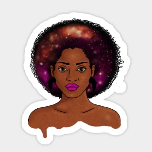 Beautiful Afro African woman with Universe, Cosmos Sticker